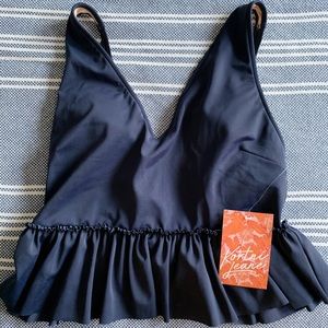 NWT Kortni Jeane Navy V-neck Peplum Top L